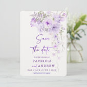 Paarse Flower Save the Date Sjabloon DIY Kaart (Staand voorkant)