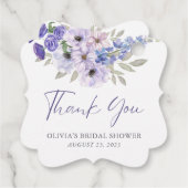 Paarse Flower Script Vrijgezellenfeest dank u Bedankjes Labels (Achterkant)