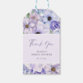 Paarse Flower Script Vrijgezellenfeest dank u Cadeaulabel (Voorkant)