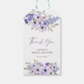 Paarse Flower Script Vrijgezellenfeest dank u Cadeaulabel (Voorkant)