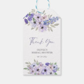 Paarse Flower Script Vrijgezellenfeest dank u Cadeaulabel (Achterkant)