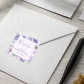 Paarse Flower Script Vrijgezellenfeest dank u Vierkante Sticker