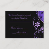 Paarse Flower Scrollwork RSVP Wedding Kaart (Achterkant)