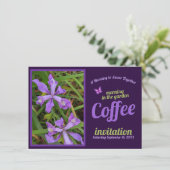 Paarse Flower Sip Celebrate Coffee Morning Garden Kaart (Staand voorkant)