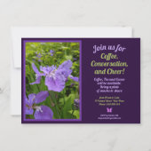 Paarse Flower Sip Celebrate Coffee Morning Garden Kaart (Achterkant)