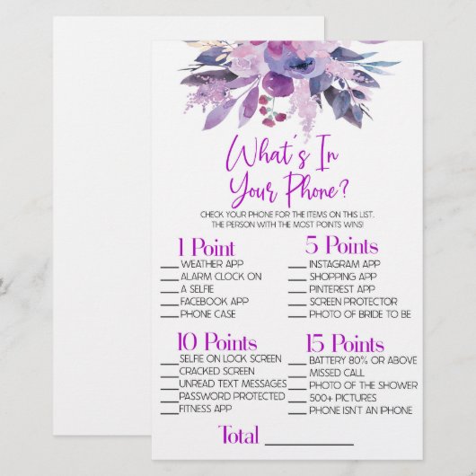 Paarse Flower Wat is er in telefoon Vrijgezellenfe Briefpapier (Voorkant / Achterkant)