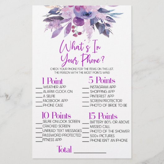 Paarse Flower Wat is er in telefoon Vrijgezellenfe Briefpapier (Voorkant)