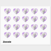 Paarse Flower Wedding Heart Stickers (Vel)