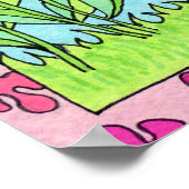 Paarse Flowered Bunny Poster (Hoek)