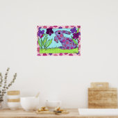 Paarse Flowered Bunny Poster (Keuken)