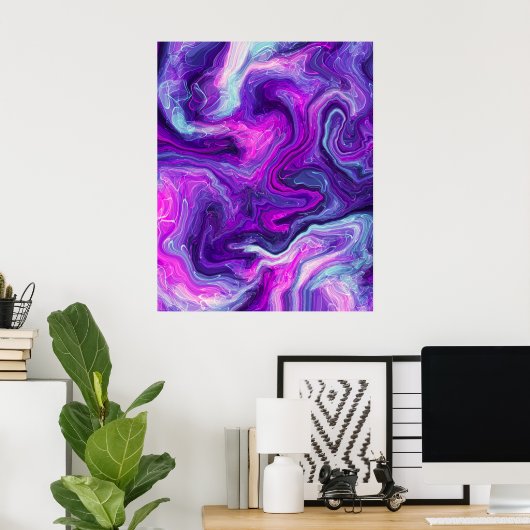 Paarse fluïde kunst poster (Thuiskantoor)