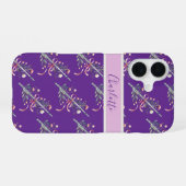 Paarse Fluit Monogram Naam Hoesje iPhone 16 Hoesje (Achterkant horizontaal)