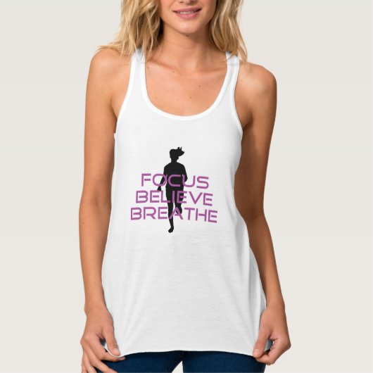 Paarse Focus Believe Breathe Tanktop (Voorkant)