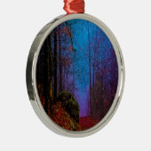 Paarse fog in het herfst geslepen bos metalen ornament (Rechts)