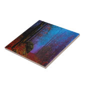 Paarse fog in het herfst geslepen bos tegeltje (Zijkant)