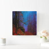 Paarse fog in het herfst geslepen bos vierkante klok (Huis)