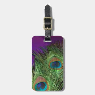 Paarse Foil Peacock Bagagelabel