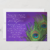 Paarse Foil Peacock Wedding Kaart (Voorkant)