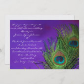 Paarse Foil Peacock Wedding Kaart (Voorkant / Achterkant)
