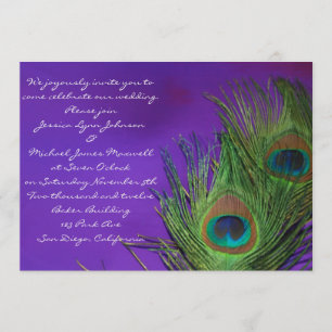 Paarse Foil Peacock Wedding Kaart