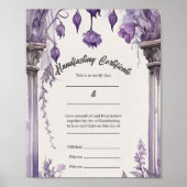 Paarse Foliage Floral Arch Handfasting Certificaat Poster (Voorkant)
