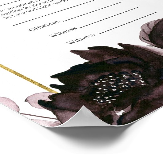 Paarse Foliage Floral Boho Handfasting Certificaat Poster (Hoek)