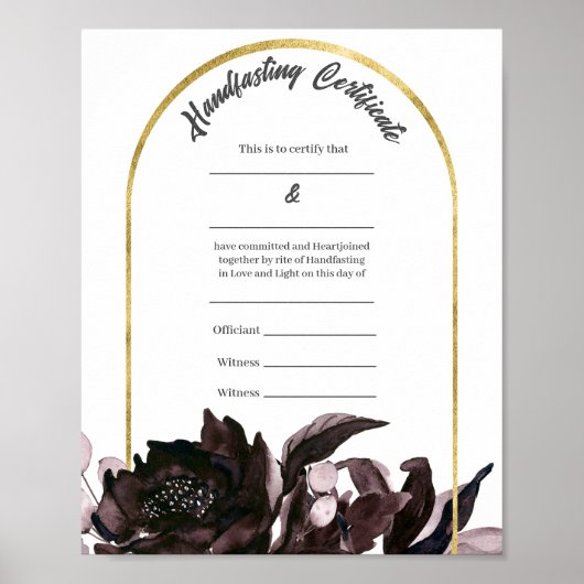 Paarse Foliage Floral Boho Handfasting Certificaat Poster (Voorkant)