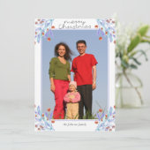 Paarse Foliage Holly Berries - kerstkaart Kaart (Staand voorkant)