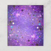 Paarse folie achtergrond met sterren afsprakenkaart (Buitenkant ongevouwen)