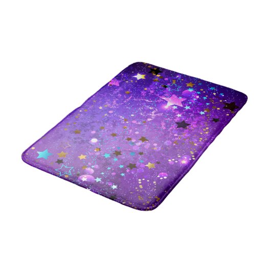 Paarse folie achtergrond met sterren badmat (Gekanteld)