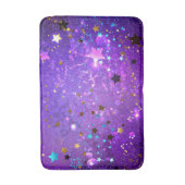 Paarse folie achtergrond met sterren badmat (Voorkant Verticaal)