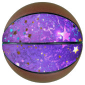 Paarse folie achtergrond met sterren basketbal (Voorkant)