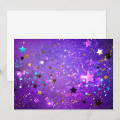 Paarse folie achtergrond met sterren bedankkaart (Voorkant / Achterkant)