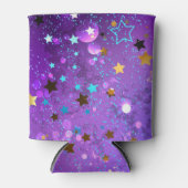 Paarse folie achtergrond met sterren blikjeskoeler (Voorkant)