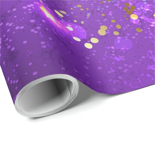 Paarse folie achtergrond met sterren cadeaupapier (Rol Hoek)
