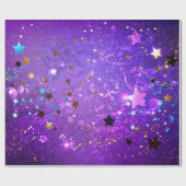 Paarse folie achtergrond met sterren cadeaupapier (Vlak)