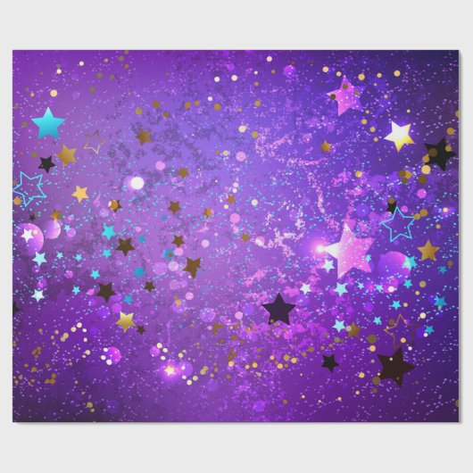 Paarse folie achtergrond met sterren cadeaupapier (Vlak)