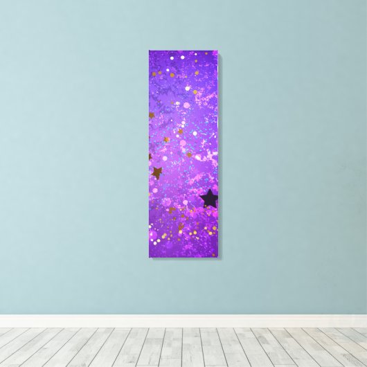 Paarse folie achtergrond met sterren canvas afdruk (Insitu (Houten vloer))