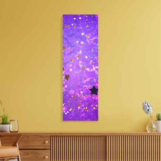 Paarse folie achtergrond met sterren canvas afdruk (Insitu (Woonkamer))