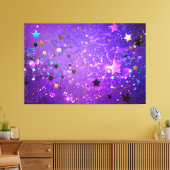 Paarse folie achtergrond met sterren canvas afdruk (Insitu (Woonkamer))