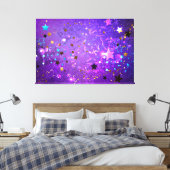 Paarse folie achtergrond met sterren canvas afdruk (Insitu (Slaapkamer))
