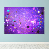 Paarse folie achtergrond met sterren canvas afdruk (Insitu (Houten vloer))