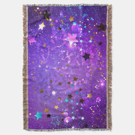 Paarse folie achtergrond met sterren deken (Voorkant Verticaal)