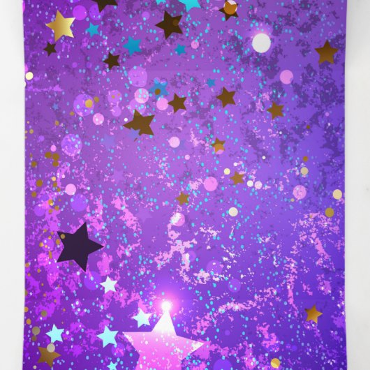 Paarse folie achtergrond met sterren drieluik uitnodiging (Binnenkant midden)