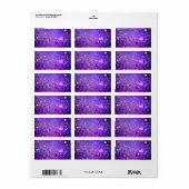 Paarse folie achtergrond met sterren etiket (Full Sheet)