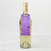 Paarse folie achtergrond met sterren flessenhanger (Op fles)
