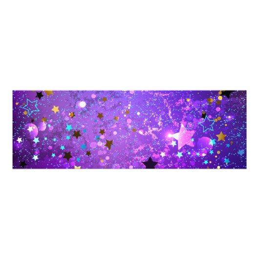 Paarse folie achtergrond met sterren foto afdruk (Voorkant)