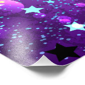 Paarse folie achtergrond met sterren foto afdruk (Hoek)