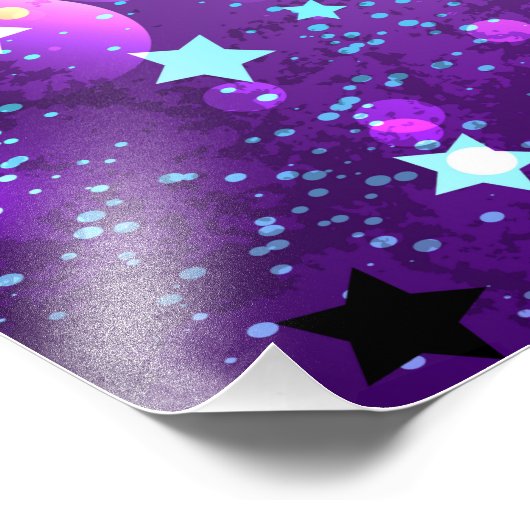 Paarse folie achtergrond met sterren foto afdruk (Hoek)