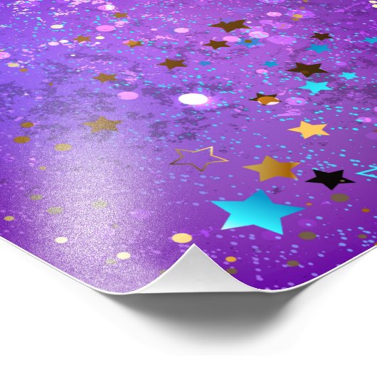 Paarse folie achtergrond met sterren foto afdruk (Hoek)